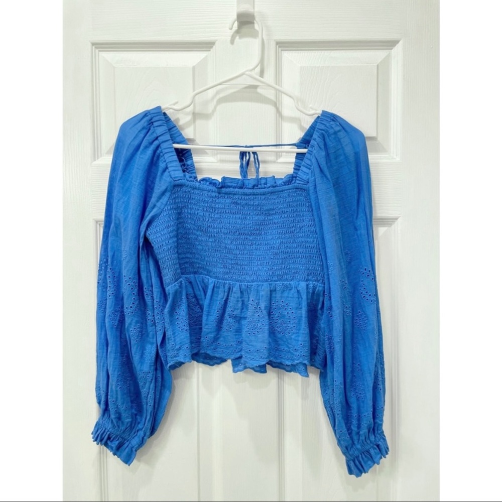 American Eagle Outfitters Eyelet Peplum Crop Top